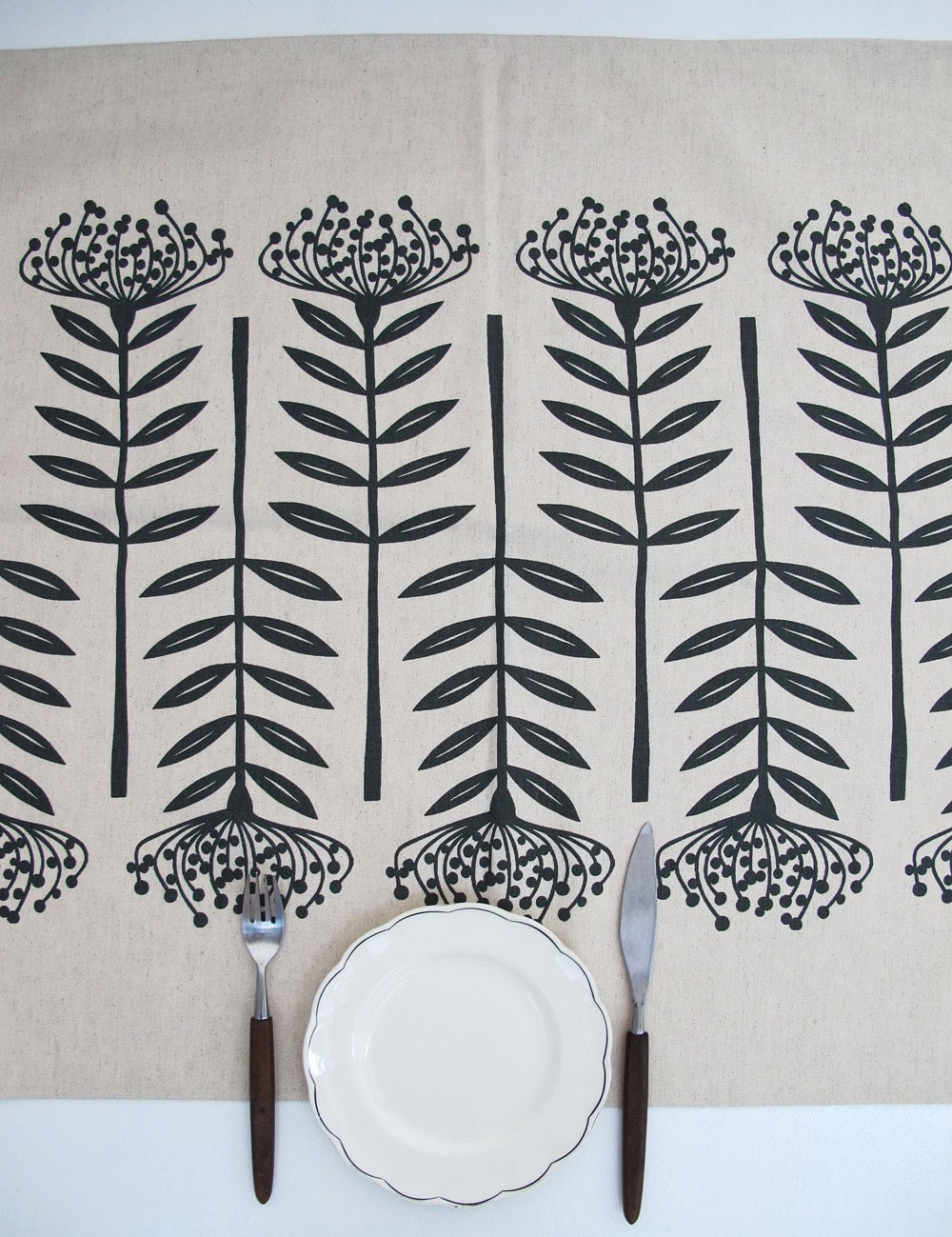 Pincushion table runner - charcoal