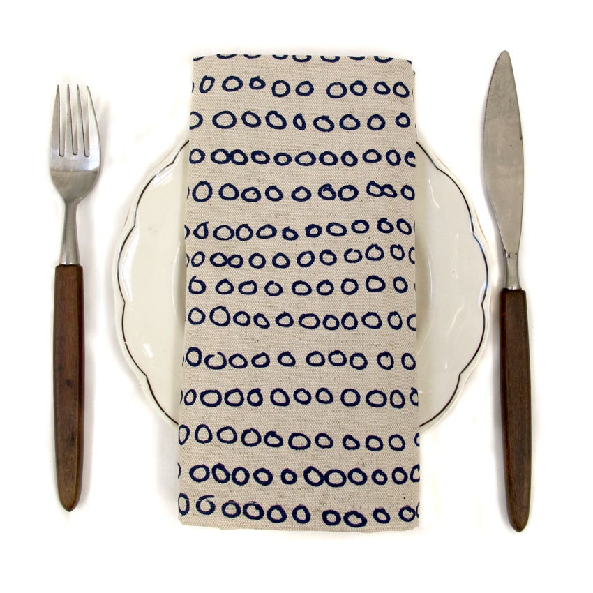 Table Napkin pair - Abacus, in Inky Blue