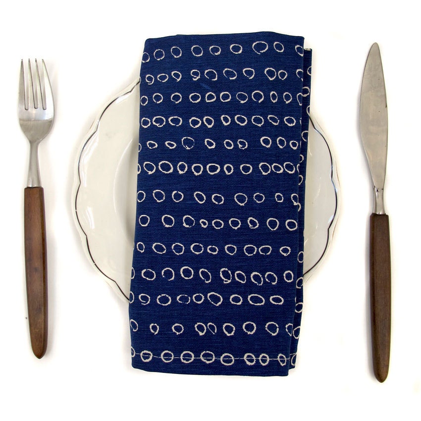 Table Napkin pair - Abacus, in Inky Blue