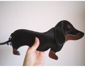 Teriyaki the Dachshund Dog Cute Vintage Inspired Brown Vinyl Coin Zipper Purse
