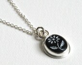 Petite Matte Glass Sterling Pendant with White Daisy in Various Colors