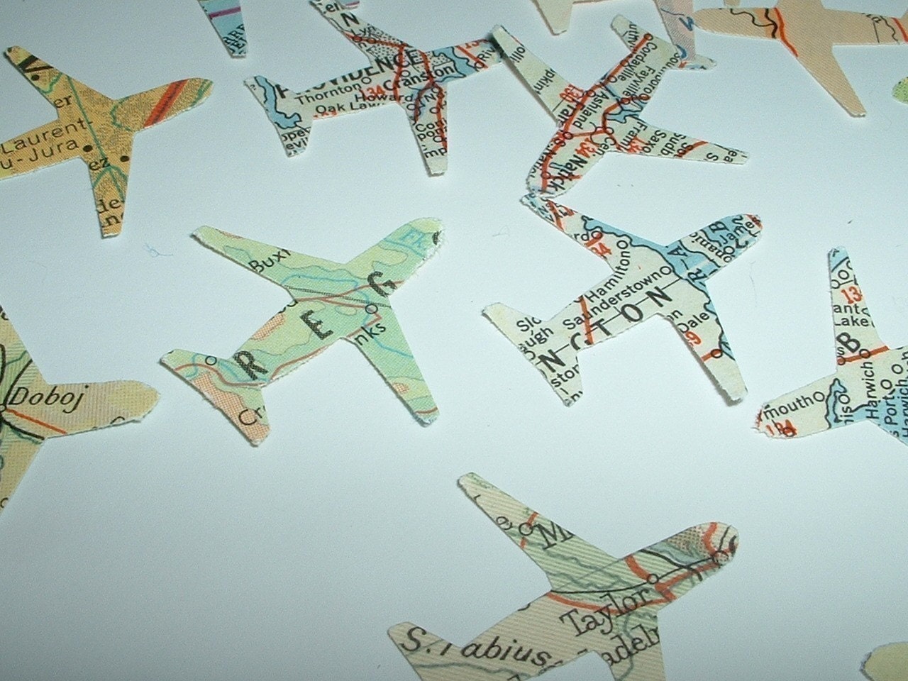 500 AIRPLANES Vintage Atlas Map Punches PARTY PACK Great Table Confetti for Travel Theme
