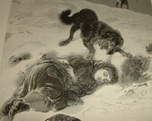 1890 LOST In The ALPS Victorian Steel Plate Engraving from Antique Book for Framing