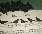 100 Perched Bird Silhouettes in Black Hand Punched Great for Scrapbooking and Collages with Birds on a Wire