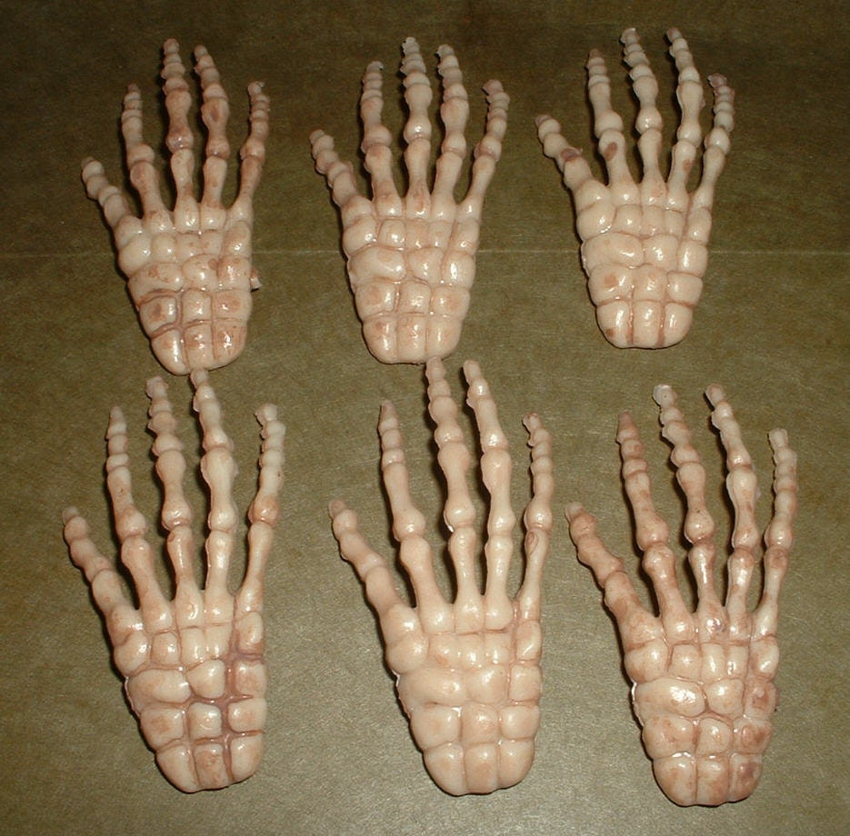 10 CREEPY SKELETON HANDS Plastic Hands for Halloween Crafts - New