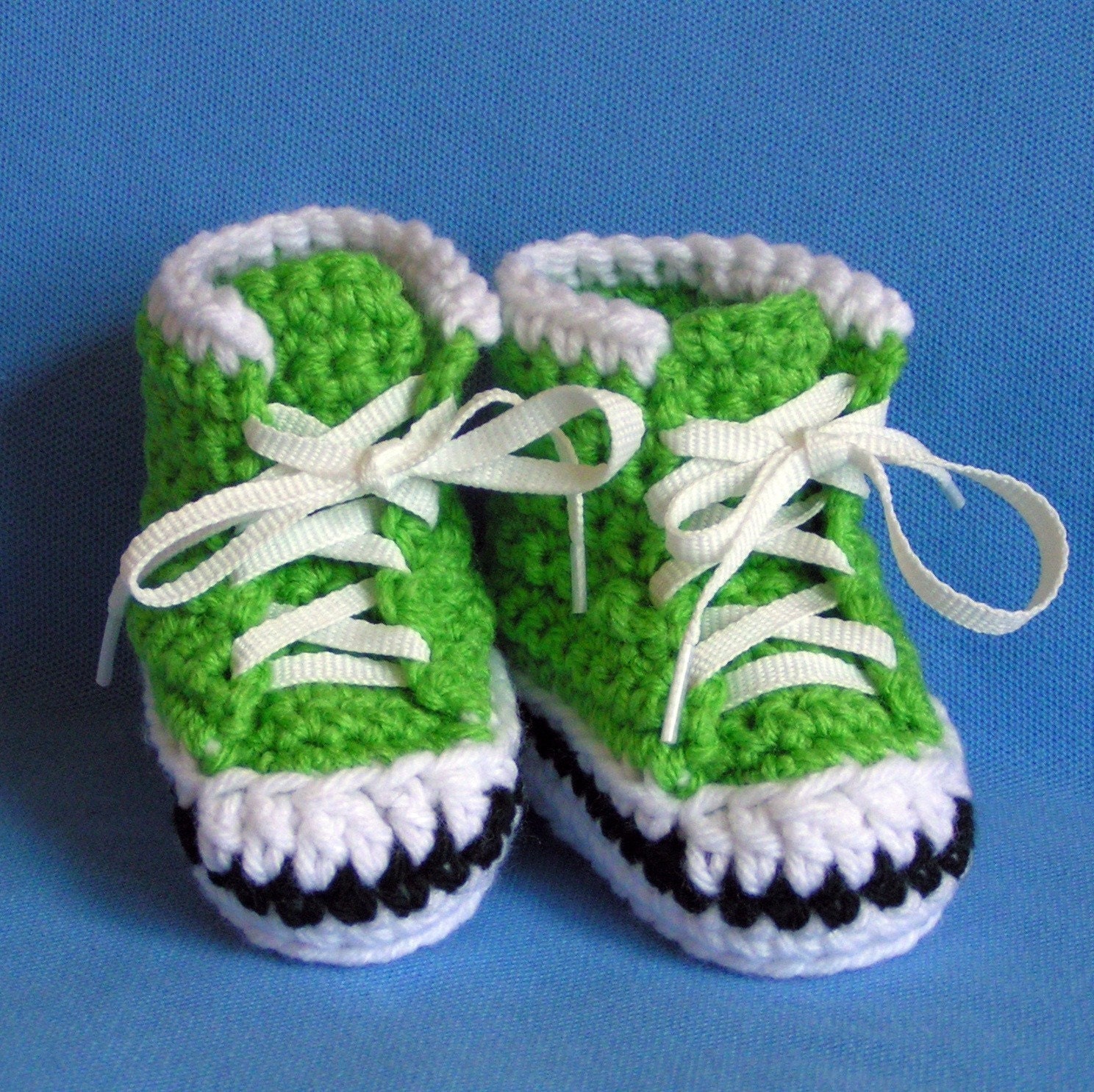 Baby High Top Sneaker Booties in Bright Green Size 0 to 3 months Ready to Ship