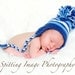 Newborn Earflap Hat with Pompom Hand Crochet in Blue and White Ready to Ship