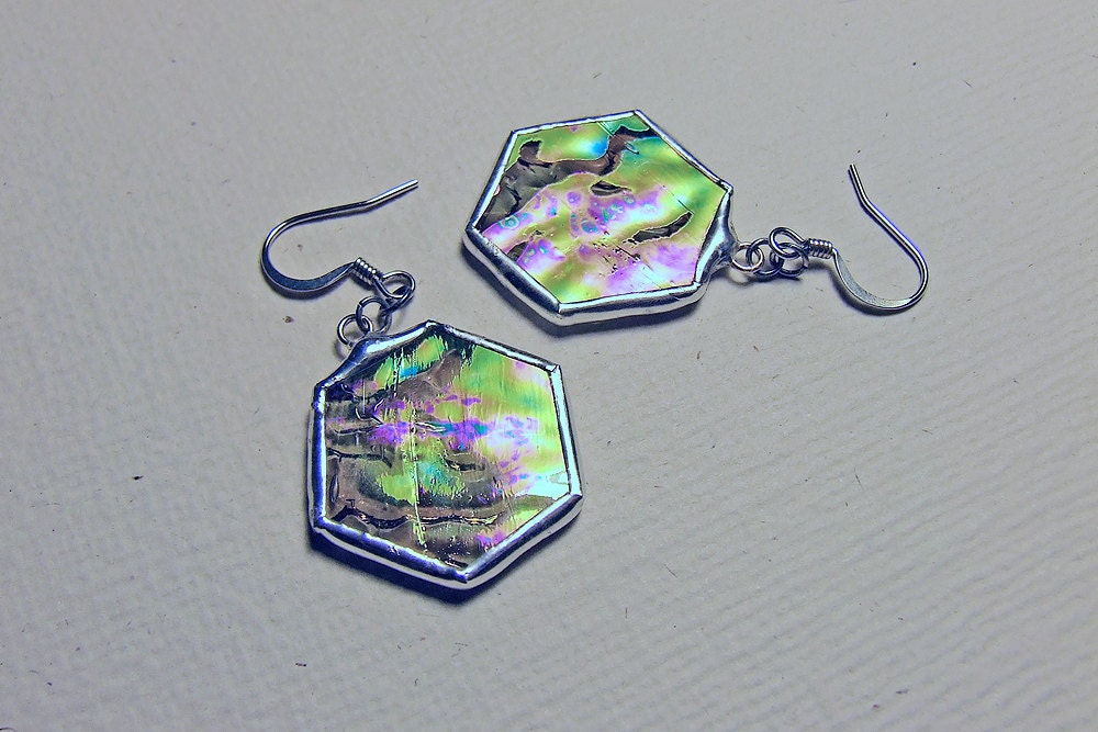 Iridescent Hexagon Earrings