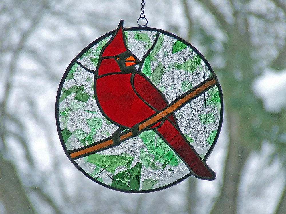 Stained Glass Cardinal for Mother's Day Gift