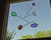 Glass Circle Mobile from Stained Glass and Bottle Bottoms