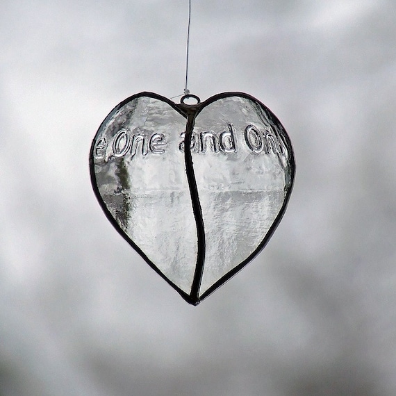 Valentine's Day Decoration, Home Decor, Valentine's Day Gift, Glass Heart Valentine, Transparent Glass Heart One and Only