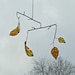 Elm Leaf Mobile from Reclaimed Amber Beer Bottle Glass