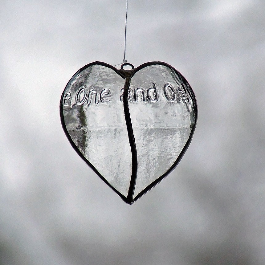 Valentine's Day Decoration, Home Decor, Valentine's Day Gift, Glass Heart Valentine, Transparent Glass Heart One and Only