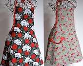 Handmade Hostess Apron: Reversible Skull n Cherries