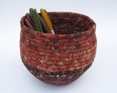 Coiled Fabric Basket - Brown and Rust