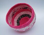 Coiled Fabric Basket - Bright Pink and Brown