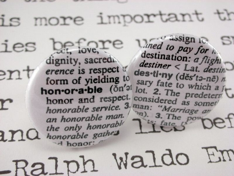 You Choose Words - Kitsch 1 Inch Button Custom Dictionary Definition Word Cufflinks Cuff Links