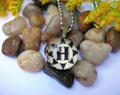 Mad About Marbles Glass Initial Necklace Pendant Letter H with 16 Inch Ballchain