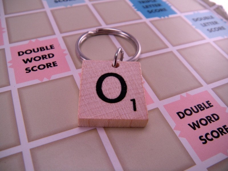 YOU CHOOSE LETTER Wood Scrabble Tile Keychain Key Chain