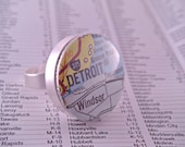 You Choose Location 1 Inch Button Custom U.S. or International City or Town Atlas Map Ring Adjustable