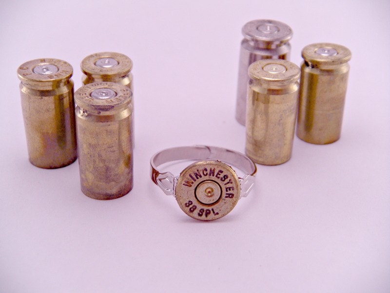 Annie Get Your Gun 45 Calibur or 9 MM Luger Spent Gun Bullet Shell Adjustable Ring
