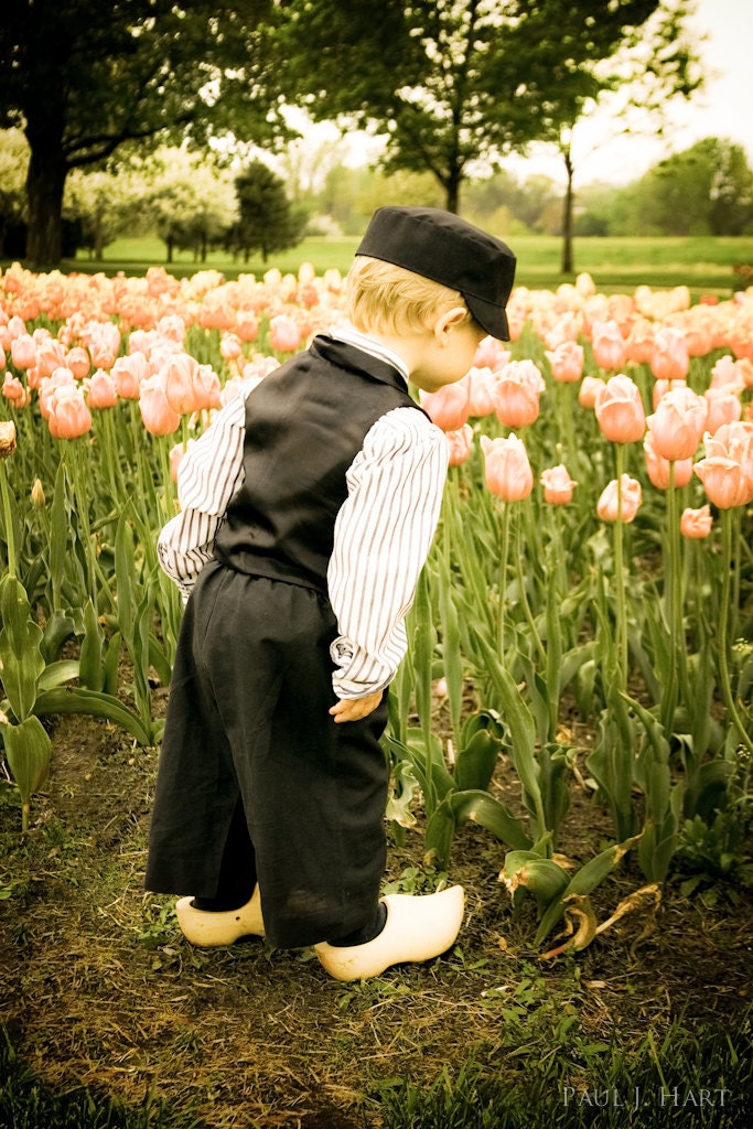 SALE - Dutch Boy with Tulips Framed Print 24 x 36" In Stock