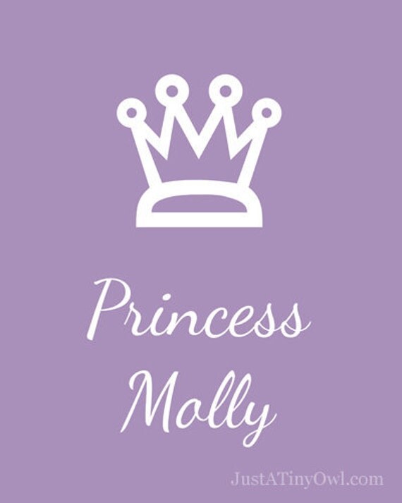 Princess and Price with Crown Customized Art Print - Choose Your Color and Name - 8x10 Print