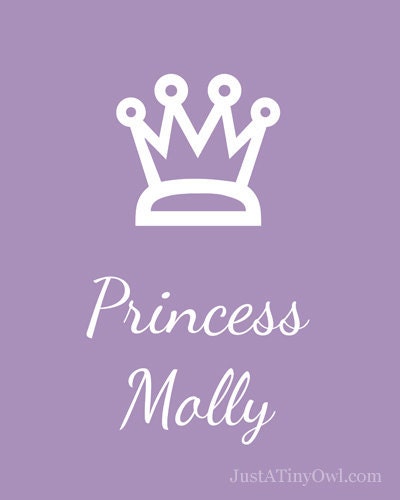 Princess and Price with Crown Customized Art Print - Choose Your Color and Name - 8x10 Print