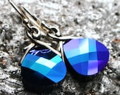 Raven ... Metallic Glacier Blue Turquoise Purple Flash Flat Teardrop Briolette ... Handmade Petite Dangle Earrings