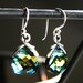 Wren ... Golden Green Sahara Flat Briolette on Sterling Silver ... Petite Dangle Earrings