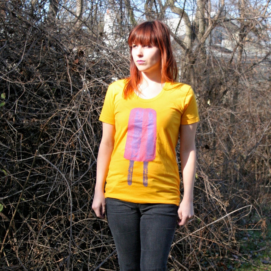 Carrotcake Twinsicle: Screenprinted T-Shirt, GOLD, Small, Medium, Large