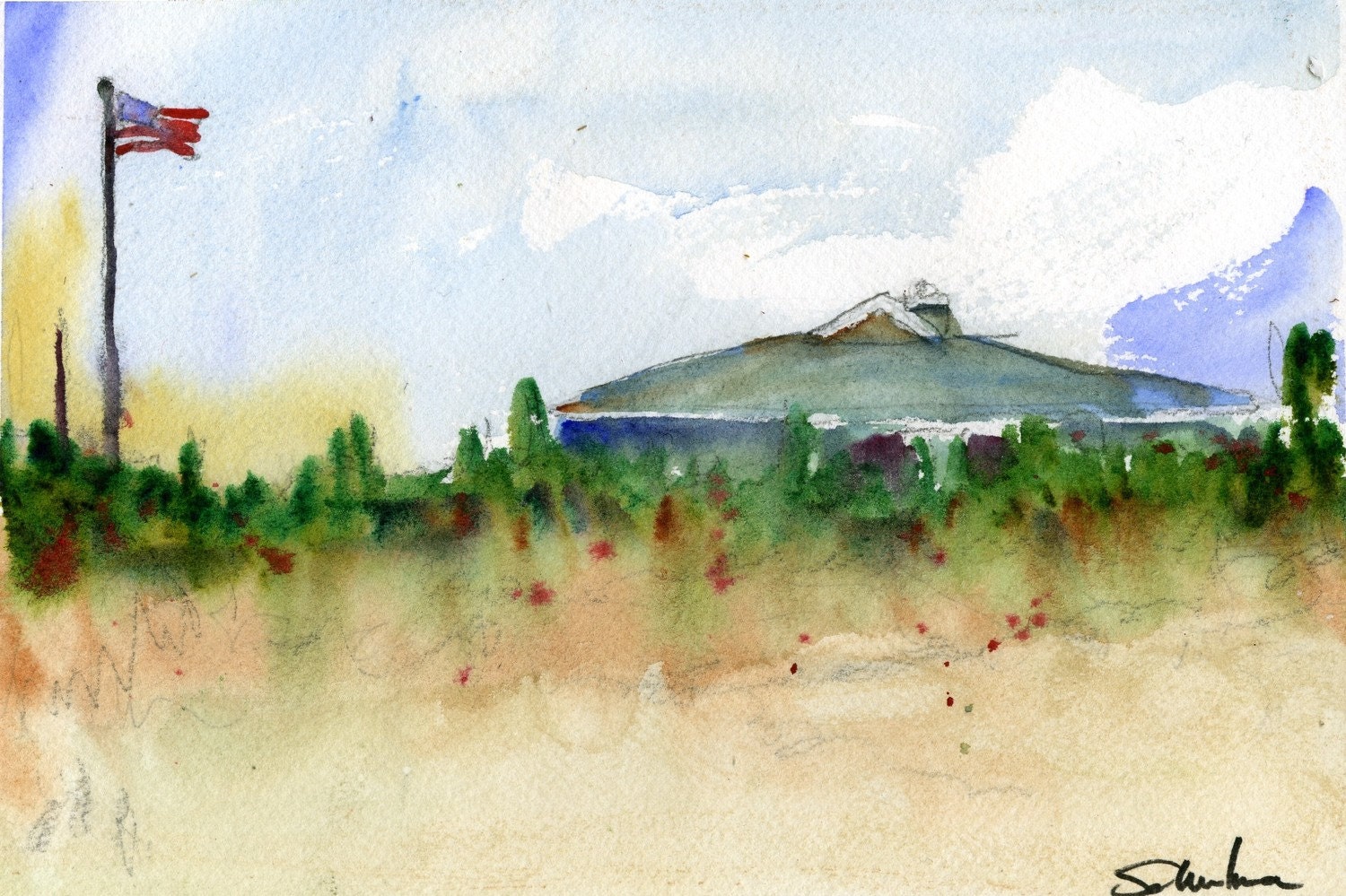 Cape Cod Beach Watercolor Print 11x14 matted print