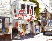 Provincetown Lobster Pot Cape Cod Abstract Painting watercolor ART PRINT 8x10" print, 11x14 matted print