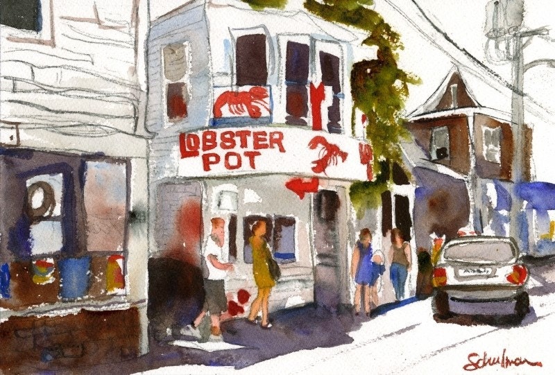 Provincetown Lobster Pot Cape Cod Abstract Painting watercolor ART PRINT