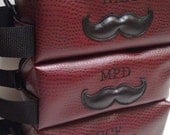 Personalized Mens Toiletry Bag Handmade Burgundy Mustache Shaving Kit Bag Gift for Groomsmen Felix Street