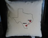 Personalized City Heart Strings State Map Pillow Gift for Girlfriend Boyfriend Best Friend Sentimental