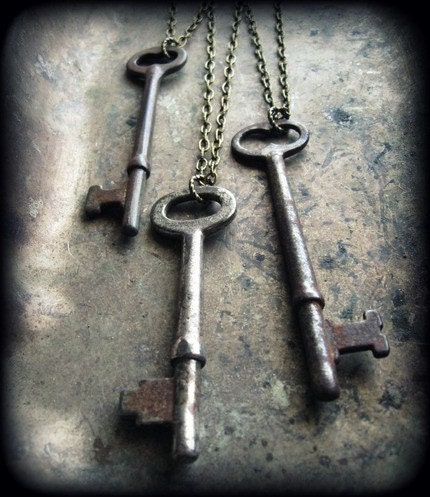 RESERVED FOR SHELBY     .....     HISTORY AND MYSTERY ...  Antique Skeleton Key Statement Necklace