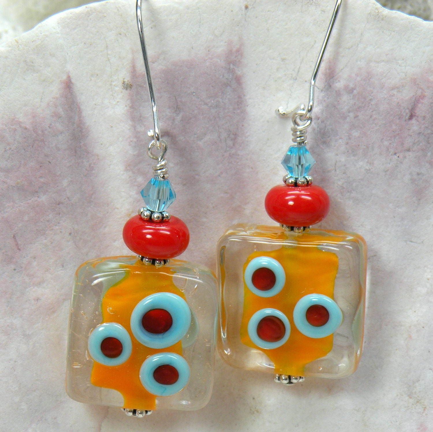 DROPLETS Handmade Lampwork Dangle Earrings - JudyTacynDesigns DROPLETS Handmade Lampwork Dangle Earrings - JudyTacynDesigns