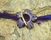 Handmade Flower  Toggle  Clasp Purple antiqued with Gold