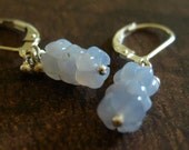 Blue Chalcedony Melon Cut Gemstone Earrings