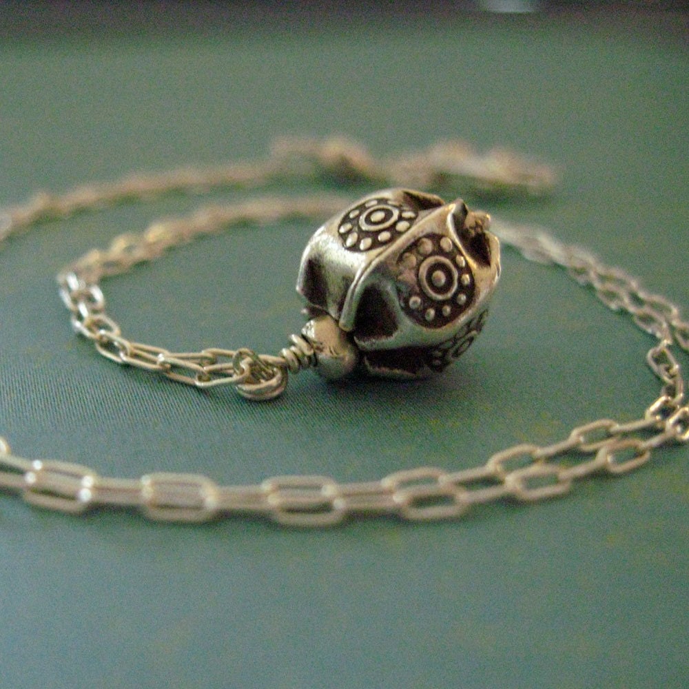 Thai Silver Flower Sachet Pendant Necklace