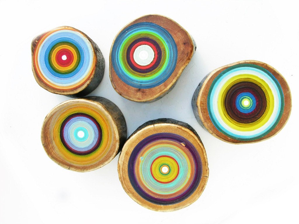 Handcrafted Wooden Art for You Home or Office Painted Tree Ring