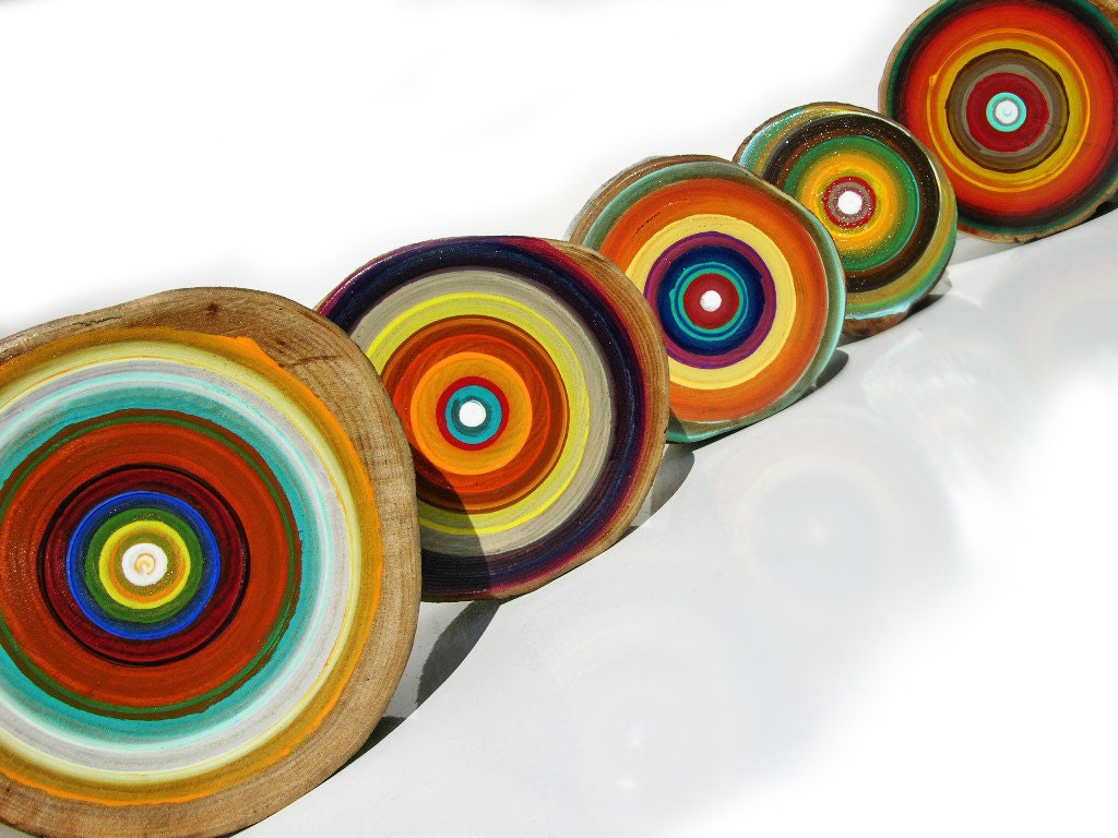 Tree Ring Paintings Fresh and Vibrant for your Rustic or Urban Home