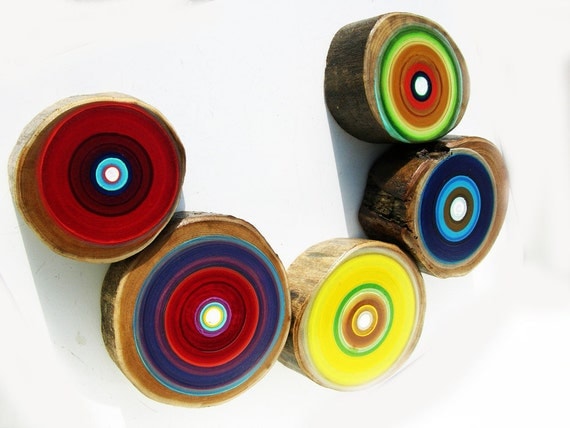 5th Wedding Anniversary Gift Tree Ring Paintings on Reclaimed Wood