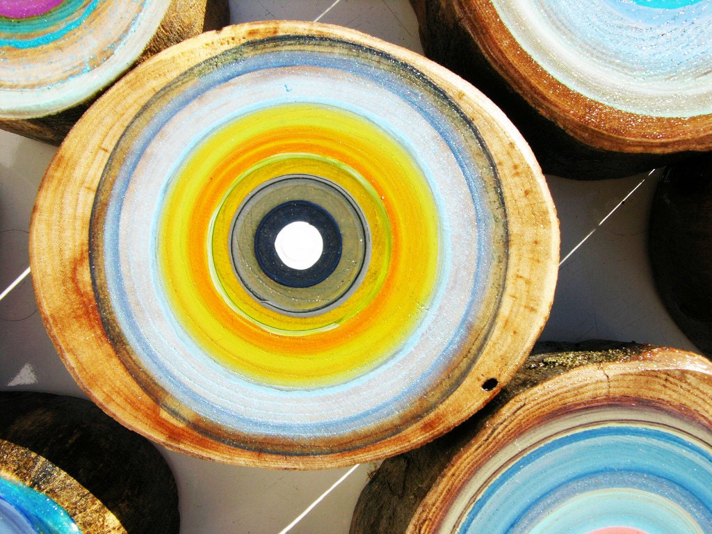 Original Large Abstract Art in Blues by Tree Rings by Tracy Melton