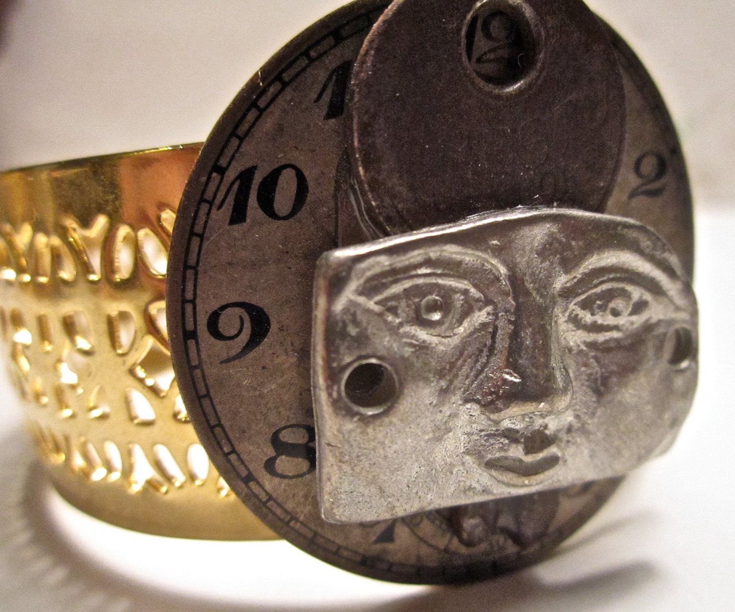 Steampunk cuff bracelet  The Time Keeper cuff bracelet zne  assemblage