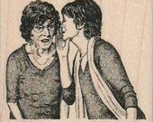 Rubber stamp Woman gossiping over tea  wood Mounted  scrapbooking supplies number 18401