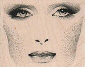 Woman facial features face   stamp    unMounted   rubber stamp    stamp number 5908