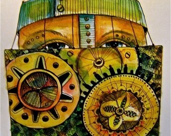 Machine Head Steampunk sci-fi Drawing Illustration Art  print