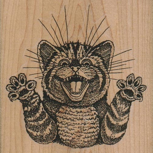 Rubber stamp Halloween Screaming Cat  unMounted  scrapbooking supplies number 12305